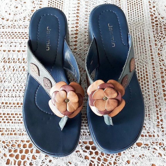 Jasmin Wedge Size 9 Thong Sandals Lightweight Platform Comfy Block Chunky Heel - Picture 4 of 14